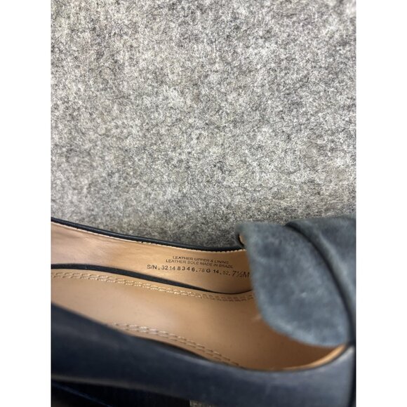 Tory Burch Shoes Womens Size 7.5 Navy Block Heel Loafer Pumps Pointed Toe Suede - Picture 5 of 9